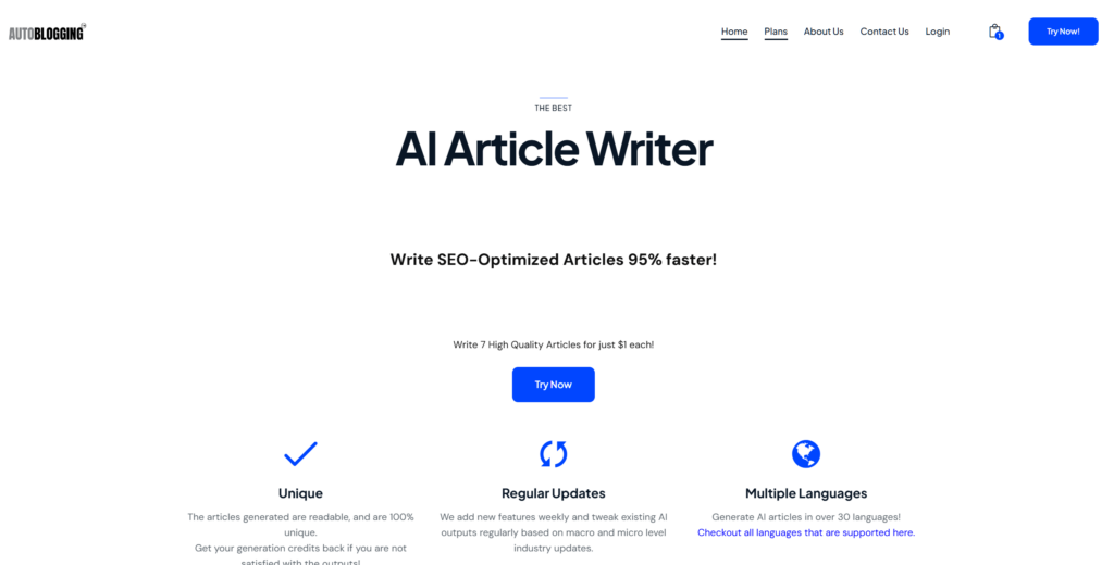 Best AI Article Writer - Autoblogging.ai